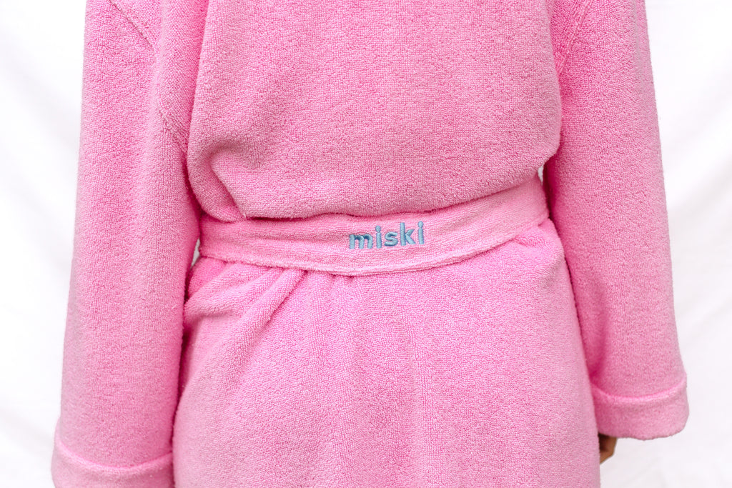 Soft pink terry cloth bathrobe by Miski