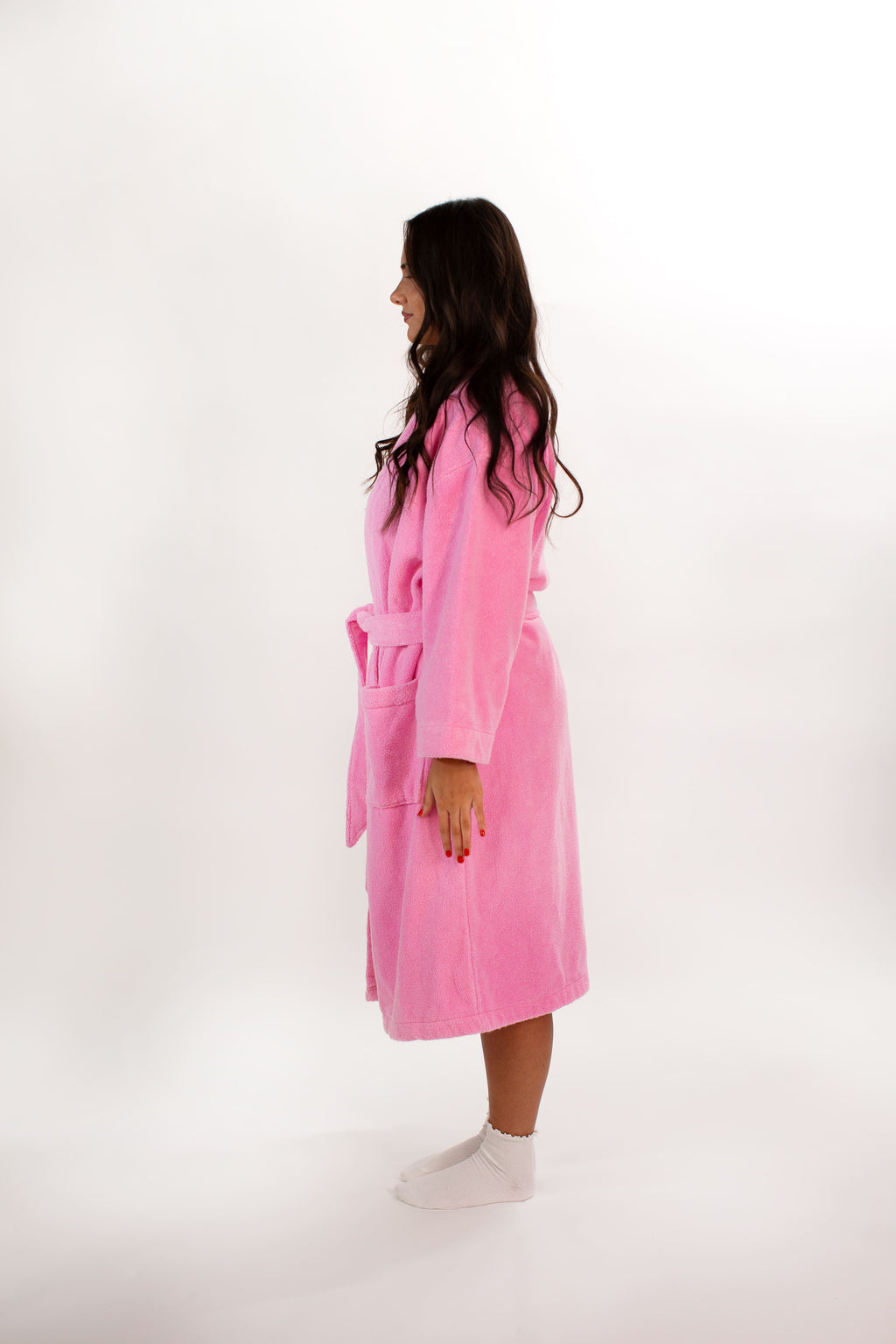 Soft pink terry cloth bathrobe by Miski (Size_L/XL)