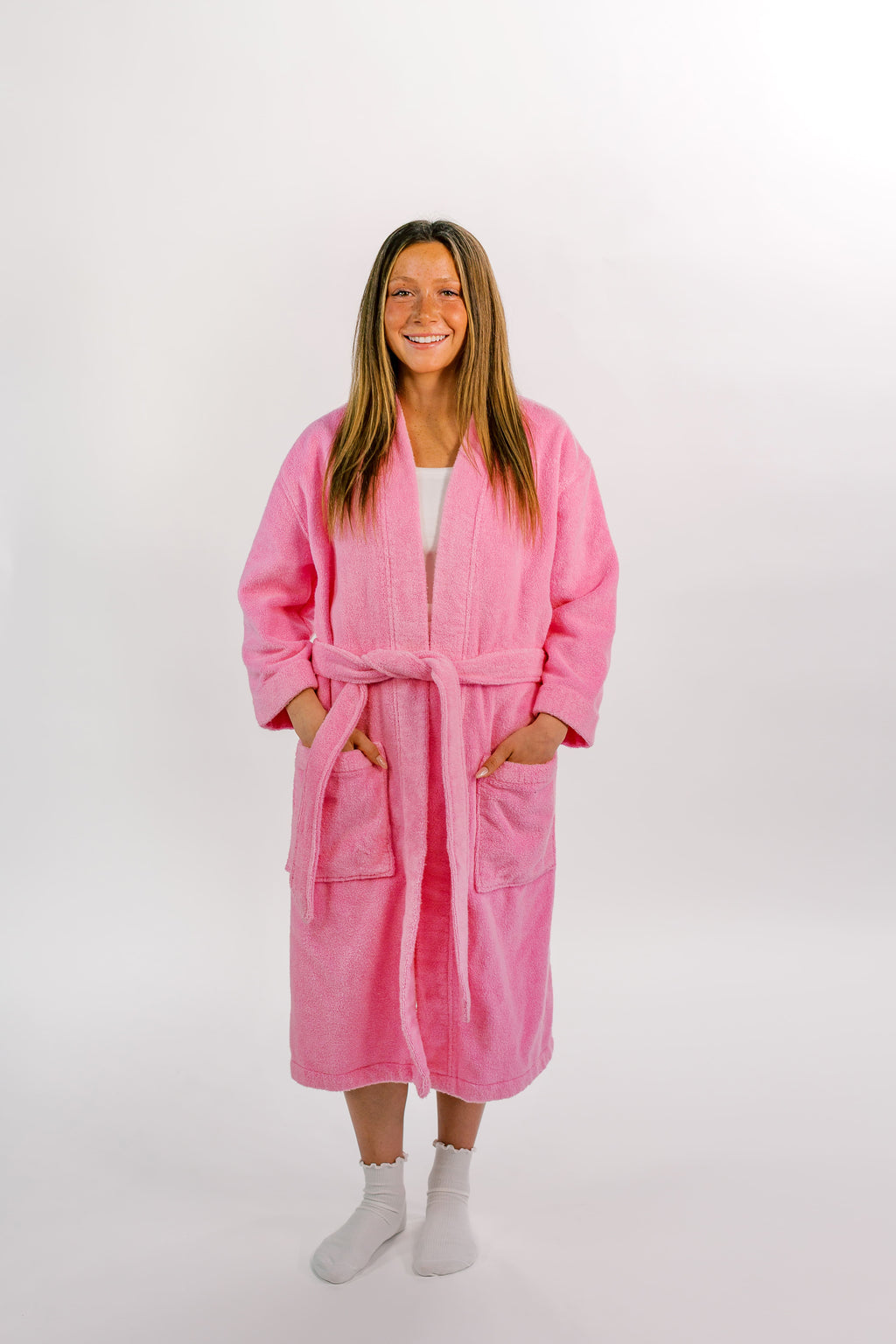 Soft pink terry cloth bathrobe by Miski (Size_XXS/XS)