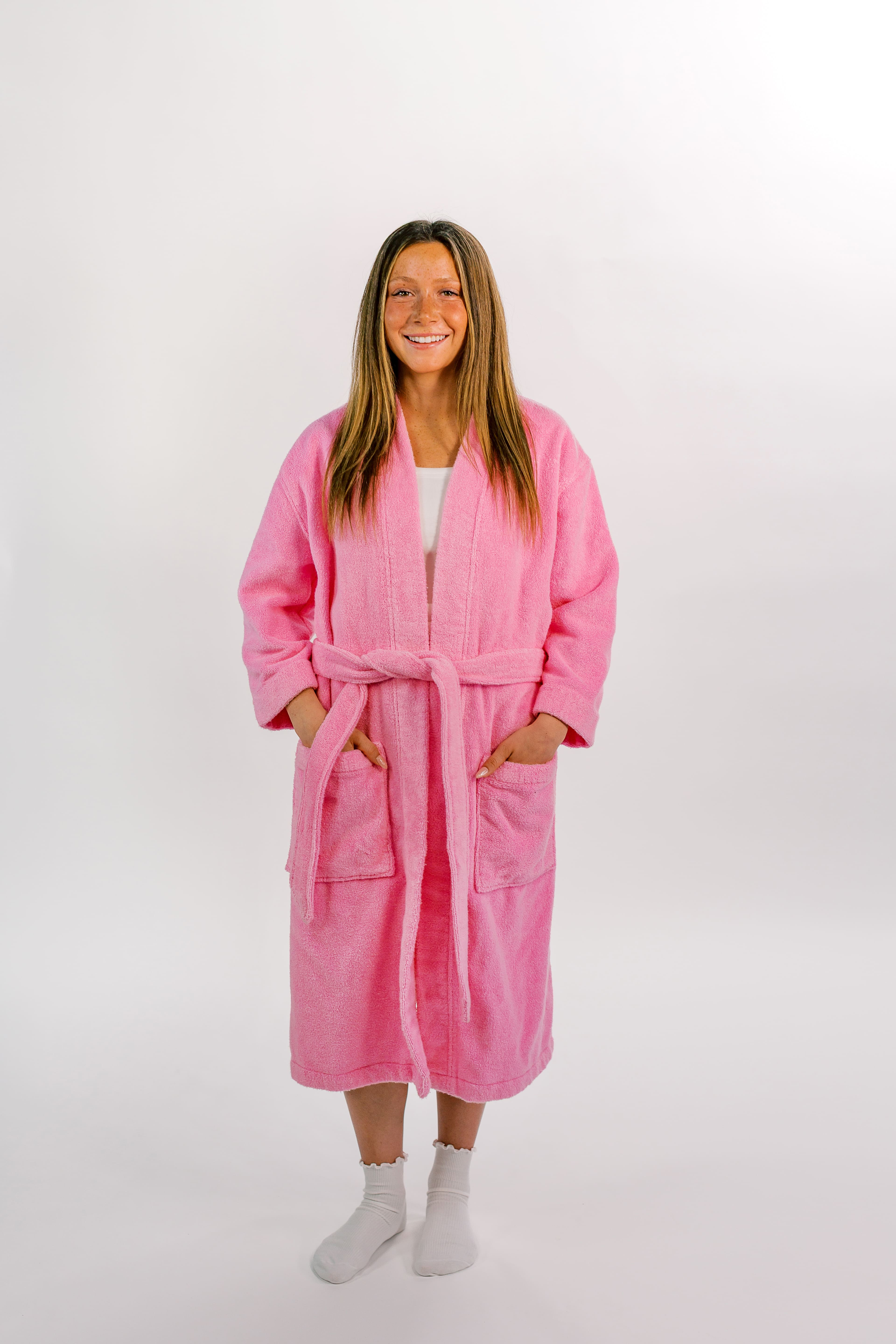 Soft pink terry cloth bathrobe by Miski (Size_XXS/XS)