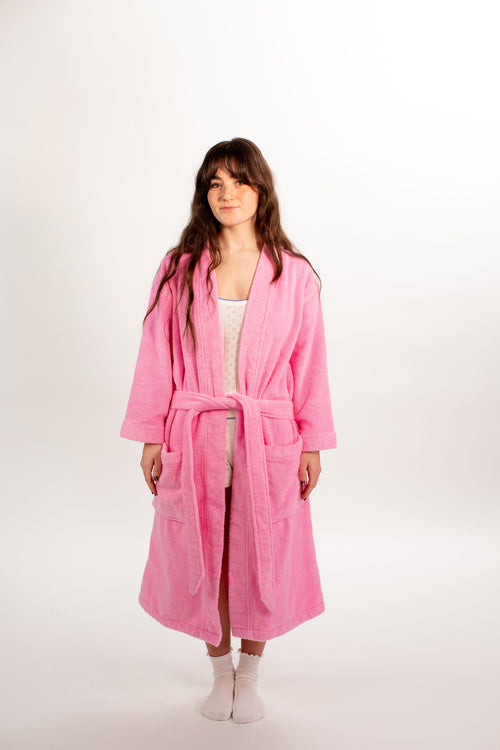 Soft pink terry cloth bathrobe by Miski (Size_XXS/XS)