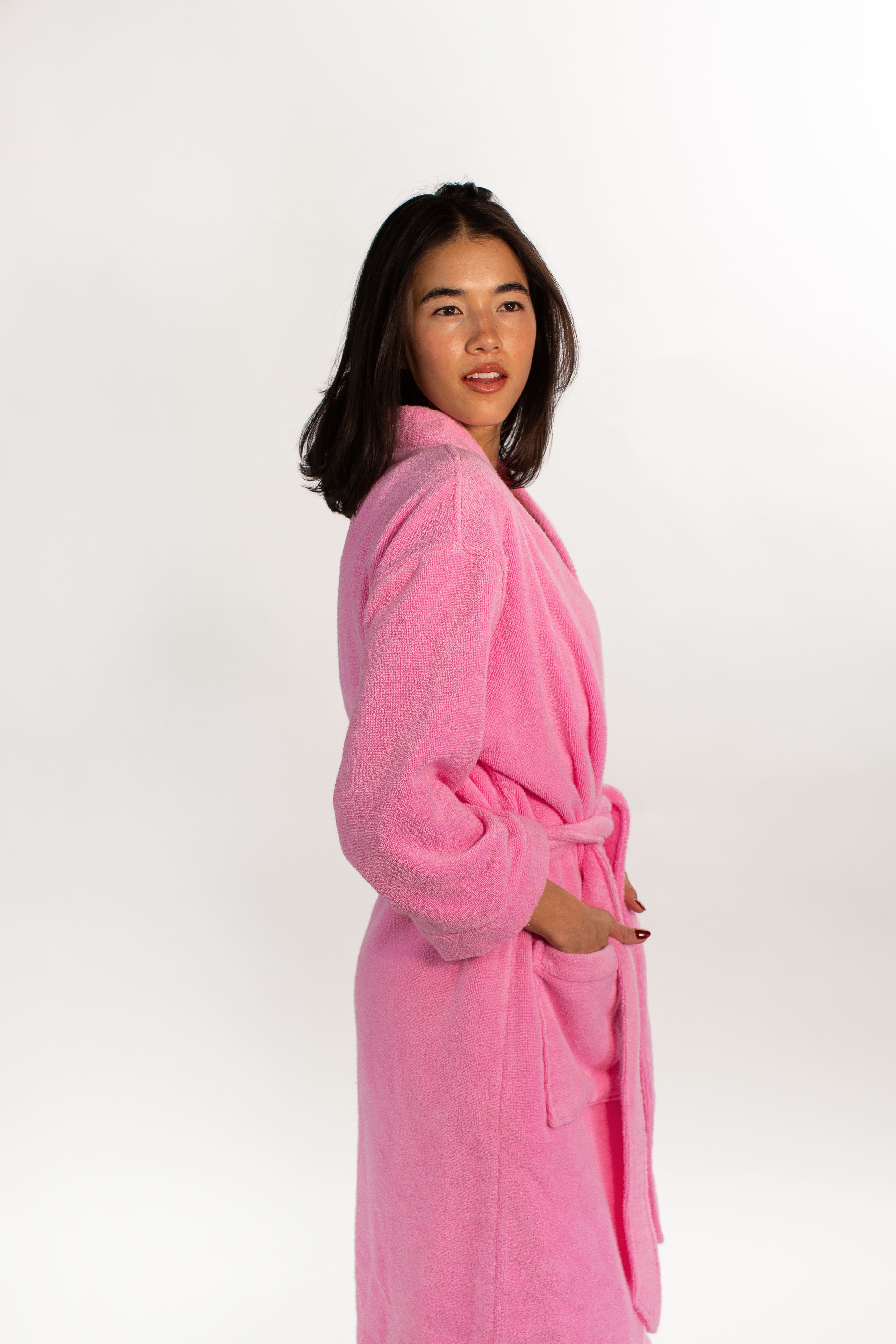 Soft pink terry cloth bathrobe by Miski (Size_S/M)