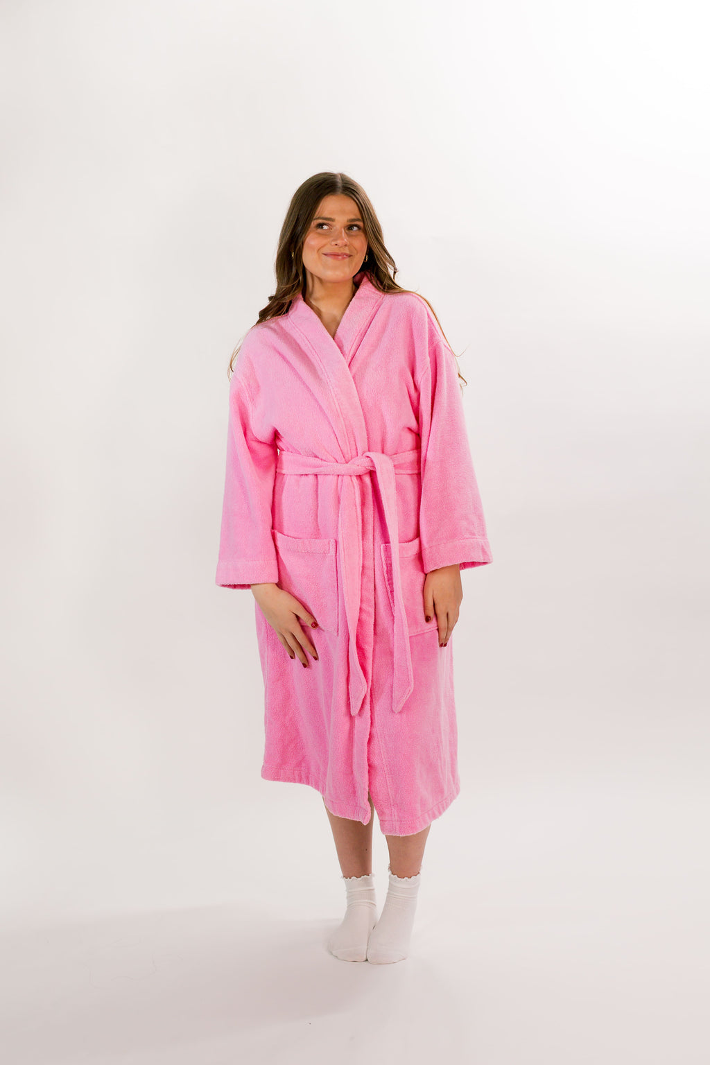 Soft pink terry cloth bathrobe by Miski (Size_L/XL)