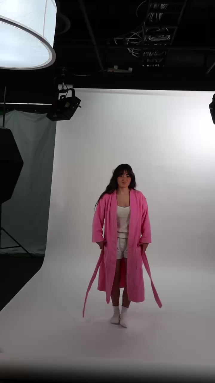 Soft pink terry cloth bathrobe by Miski (Size_XXS/XS)