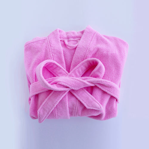 Soft pink terry cloth bathrobe by Miski (Size_All)